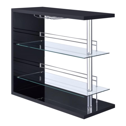 Coaster Prescott Rectangular 2-shelf Bar Unit Glossy Black Model 100165