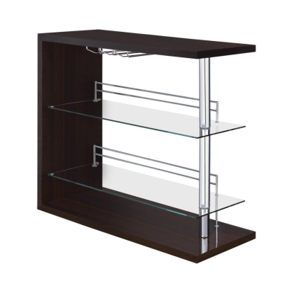 Coaster Prescott Rectangular 2-shelf Bar Unit Glossy Cappuccino Model 100166