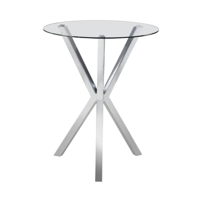 Coaster Denali Round Glass Top Bar Table Chrome Model 100186