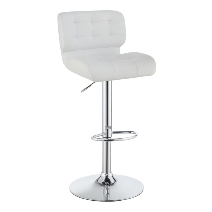 Coaster Azalea Upholstered Adjustable Bar Stools Chrome and White (Set of 2) Model 100546