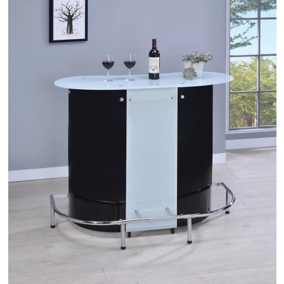 Coaster Lacewing 1-shelf Bar Unit Glossy Black and White Model 100654