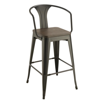 Coaster Geneva Wooden Seat Bar Stools Dark Elm and Matte Black (Set of 2) Model 100737