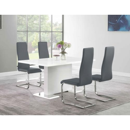 Coaster Anges 5-piece Dining Set White High Gloss and Grey