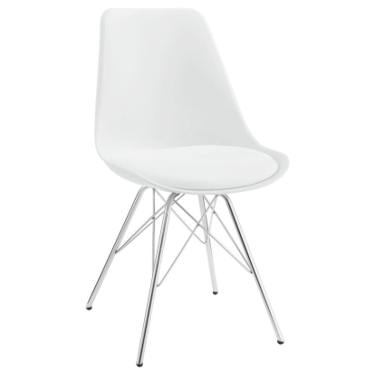 Coaster Juniper Armless Dining Chairs White and Chrome (Set of 2) Model 102792
