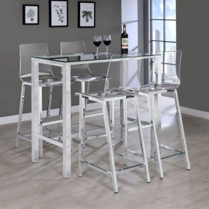 Coaster Tolbert Bar Table with Glass Top Chrome