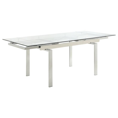 Coaster Wexford Glass Top Dining Table with Extension Leaves Chrome Model 106281