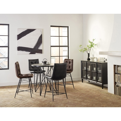Coaster Rennes Round Table Black and Gunmetal Model 106348