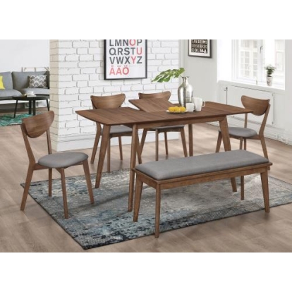 Coaster Alfredo Dining Room Set Natural Walnut and Grey
