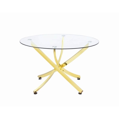 Coaster Beckham Round Dining Table Brass and Clear Model 108441