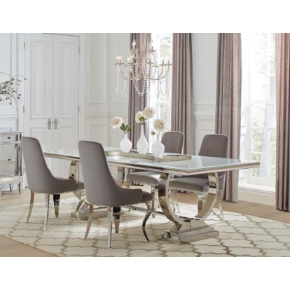 Coaster Antoine 5-piece Rectangular Dining Set Chrome and Grey
