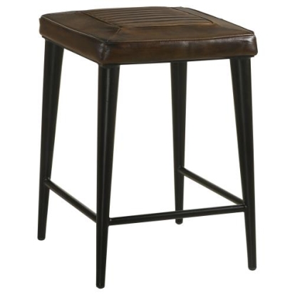 Coaster Alvaro Leather Upholstered Backless Counter Height Stool Antique Brown and Black (Set of 2)