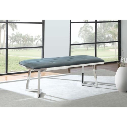 Coaster Beaufort Upholstered Tufted Bench Dark Grey