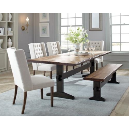 Coaster Bexley Rectangular Live Edge Dining Set Natural Honey and Espresso