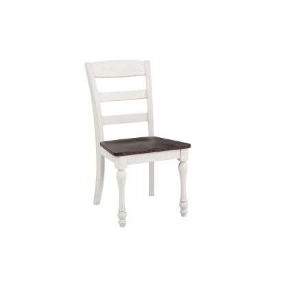 Coaster Madelyn Ladder Back Side Chairs Dark Cocoa and Coastal White (Set of 2) Model 110382
