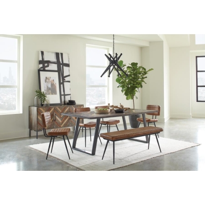 Coaster Misty Sled Leg Dining Table Grey Sheesham and Gunmetal Model 110681