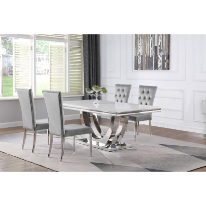 Coaster Kerwin 5-piece Dining Room Set Grey and Chrome Model 111101-S5G