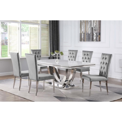 Coaster Kerwin 7-piece Dining Room Set Grey and Chrome Model 111101-S7G