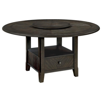 Coaster Twyla Round Dining Table with Removable Lazy Susan Dark Cocoa Model 115101