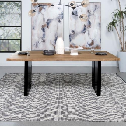 Coaster Bradshaw Rectangular Live Edge Dining Table Natural Acacia and Black