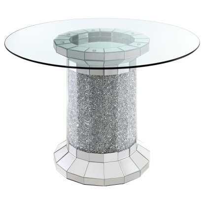 Coaster Ellie Pedestal Round Glass Top Counter Height Table Mirror Model 115558