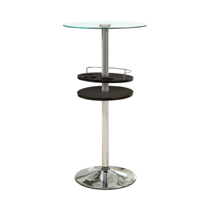 Coaster Gianella Glass Top Bar Table with Wine Storage Black and Chrome Model 120715
