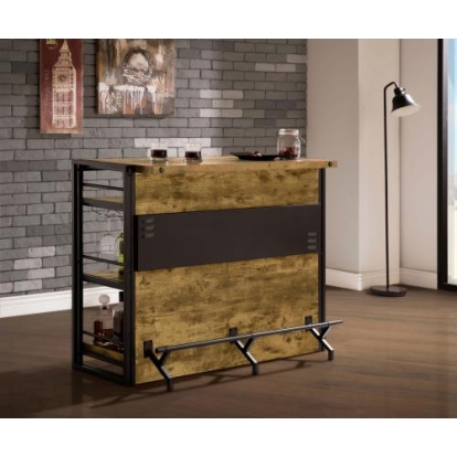 Coaster Renaldi Bar Unit with Stemware Rack Antique Nutmeg