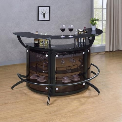 Coaster Dallas 2-shelf Home Bar Smoked and Black Glass