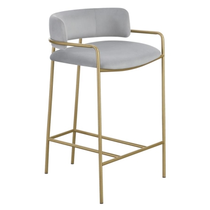 Coaster Comstock Upholstered Low Back Stool Grey and Gold Model 182159