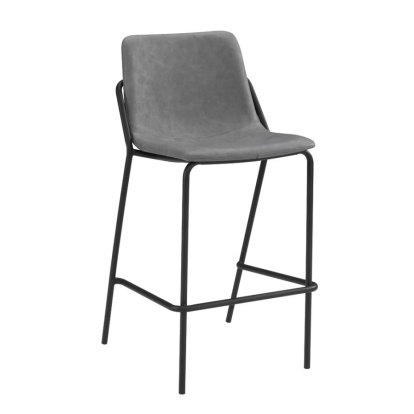 Coaster Earnest Solid Back Upholstered Bar Stools Grey and Black (Set of 2) Model 183453