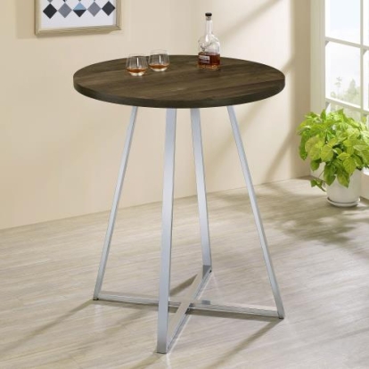 Coaster Burkhart Sled Base Round Bar Table Brown Oak and Chrome