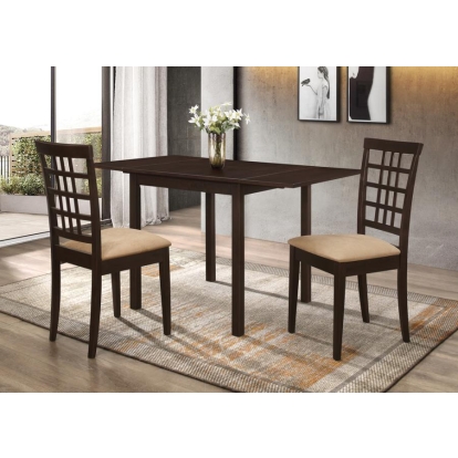 Coaster Kelso 3-piece Drop Leaf Dining Set Cappuccino and Tan Model 190821-S3