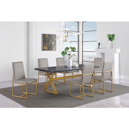 Coaster Conway 5-piece Rectangular Dining Set Dark Walnut and Aged Gold Model 191991-S5