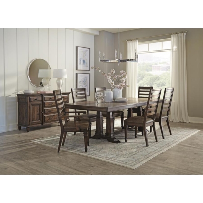 Coaster Avenue Rectangle Dining Table with Extension Leaf Vintage Dark Pine Model 192741
