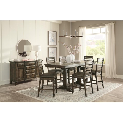 Coaster Avenue Trestle Counter Dining Table Vintage Dark Pine Model 192748