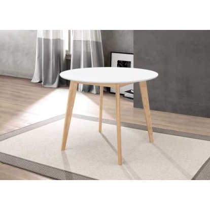 Coaster Breckenridge Round Dining Table Matte White and Natural Oak