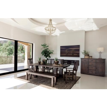 Coaster Calandra 6-piece Rectangular Dining Set with Extension Leaf Vintage Java
