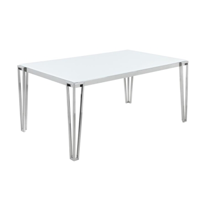 Coaster Pauline Rectangular Dining Table with Metal Leg White and Chrome Model 193001