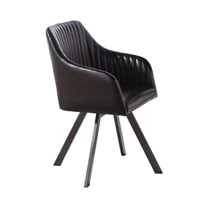 Coaster Tufted Sloped Arm Swivel Dining Chair Black and Gunmetal Model 193372BLK