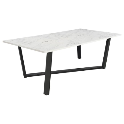 Coaster Mayer Rectangular Dining Table Faux White Marble and Gunmetal Model 193781