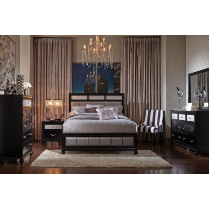 Coaster Barzini Bedroom Set with Upholstered Headboard Black Model 200891KW-S4