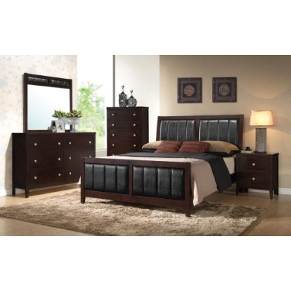 Coaster Carlton 4-piece Full Upholstered Bedroom Set Cappuccino and Black