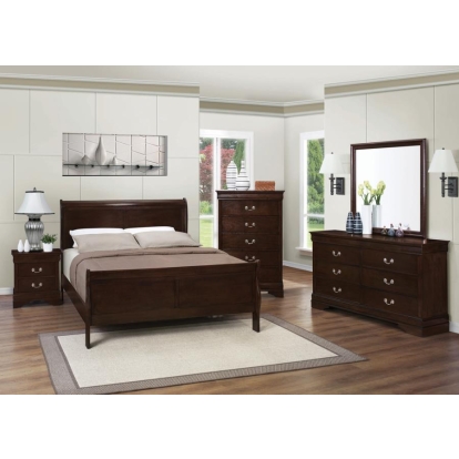 Coaster Louis Philippe Queen Panel Sleigh Bed Cappuccino Model 202411Q