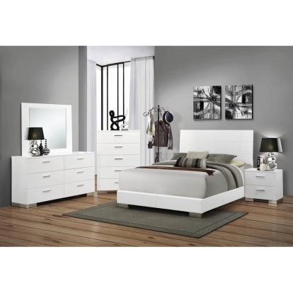 Coaster Felicity 6-piece Bedroom Set Glossy White with Plank Headboard Model 203501KW-S6