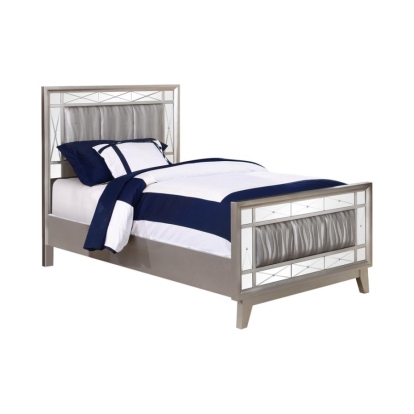 Coaster Leighton Twin Panel Bed with Mirrored Accents Mercury Metallic Model 204921T