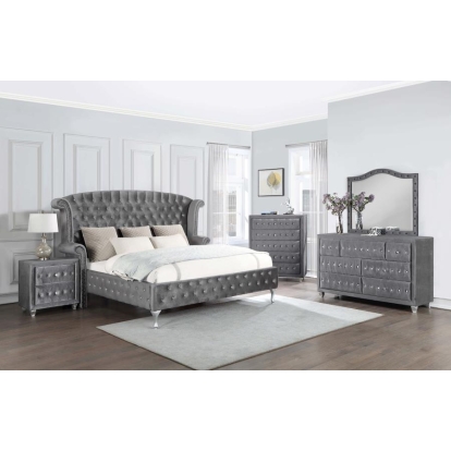 Coaster Deanna 5-piece Tufted California King Bedroom Set Grey Model 205101KW-S5