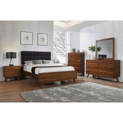 Coaster Robyn Bedroom Set with Upholstered Tufted Headboard Dark Walnut Model 205131Q-S4