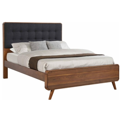 Coaster Robyn Queen Bed with Upholstered Headboard Dark Walnut Model 205131Q