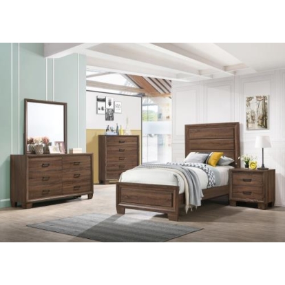 Coaster Brandon 5-piece Twin Panel Bedroom Set Medium Warm Brown
