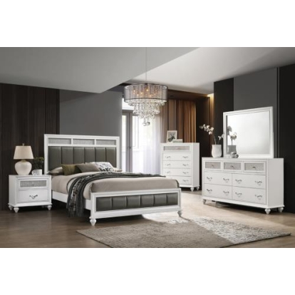 Coaster Barzini Eastern King Upholstered Panel Bed White