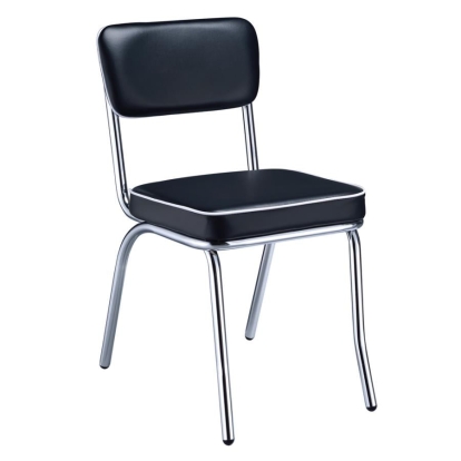 Coaster Retro Open Back Side Chairs Black and Chrome (Set of 2) Model 2066
